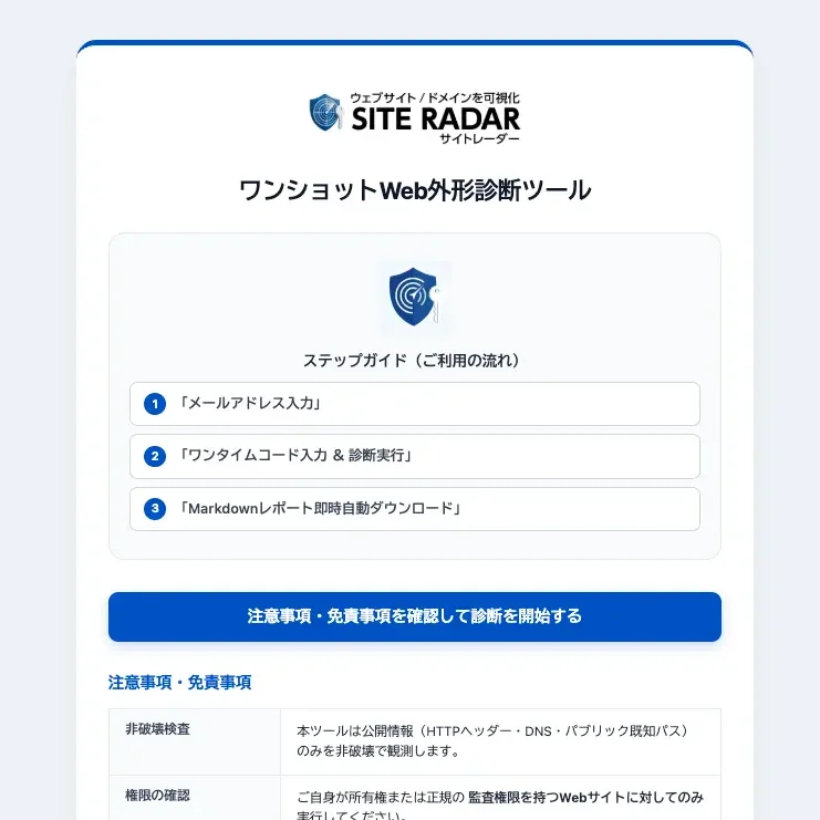 ワンショット版「SITE RADAR」(OSSR)
